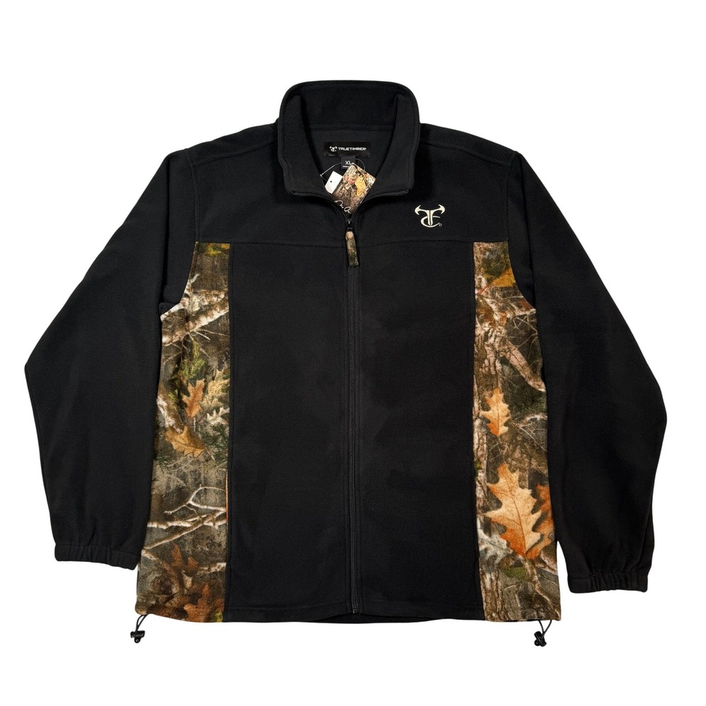 NWT TrueTimber Weekender Men's XL Full Zip Fleece Jacket Black Kanati Camo